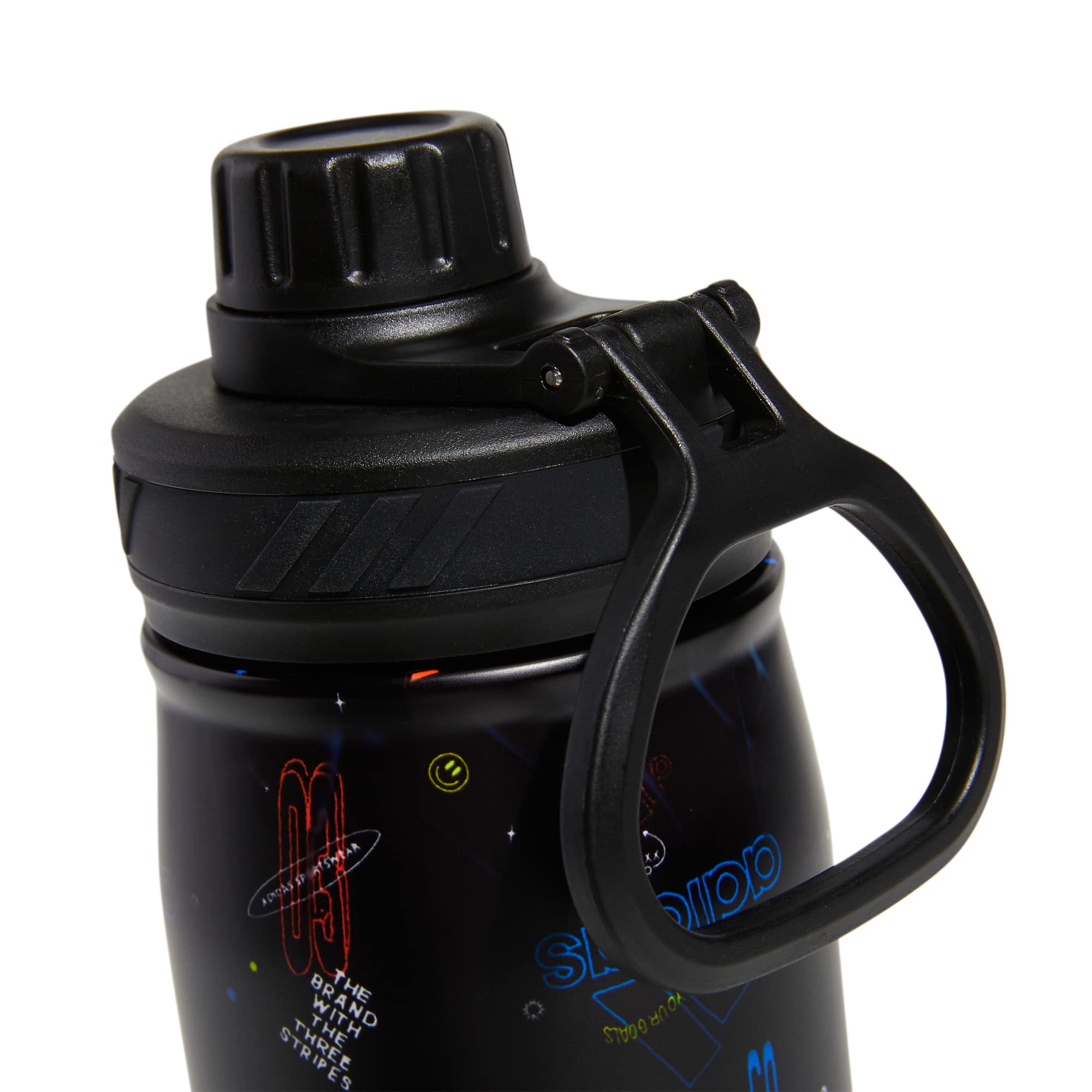 Adidas 600 Ml (20 Oz) Metal Water Bottle, Hot/Cold Double-Walled Insulated 18/8 Stainless Steel, Icon Brand Love Black/Black/Whi